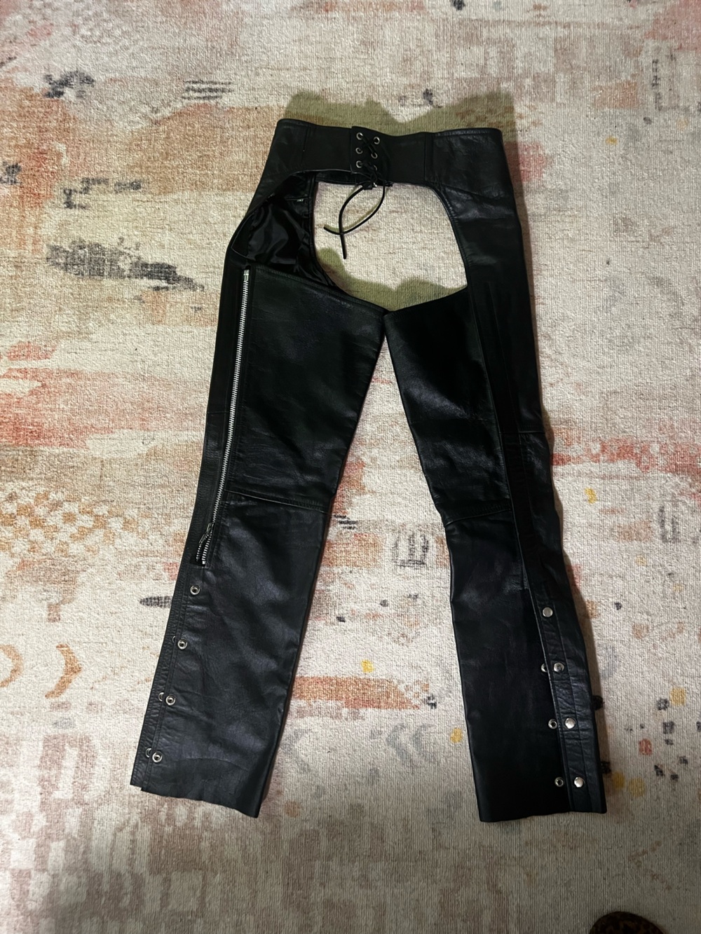 Black Leather riding Chaps - Women